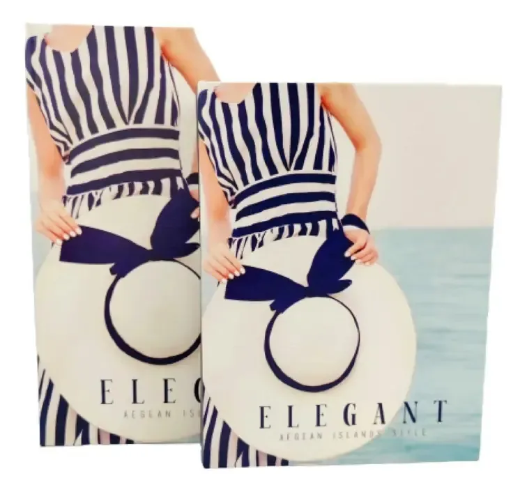 Kit Duas Caixas Livros Decorativos - Elegant Azul Liso