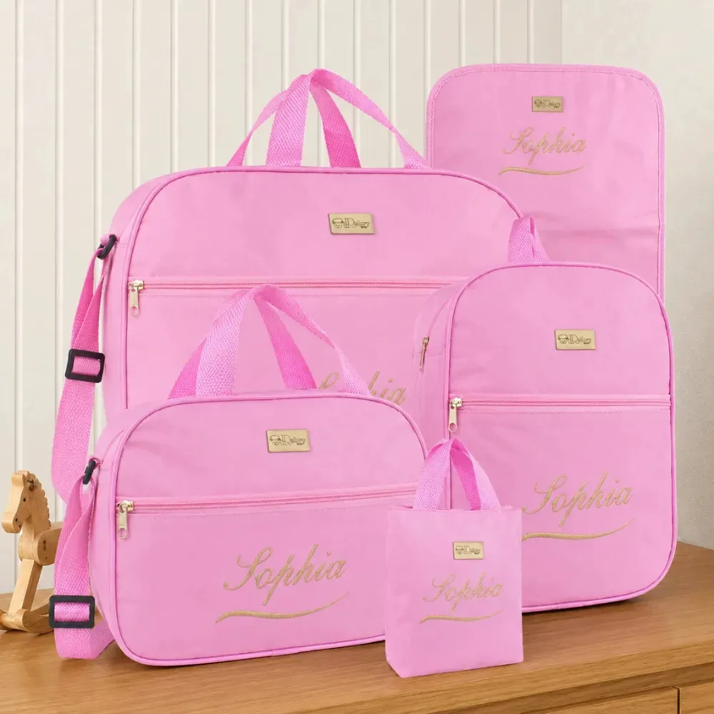 Kit Maternidade 5 Peças Personalizado Versátil Menino/menina Rosa Bebê