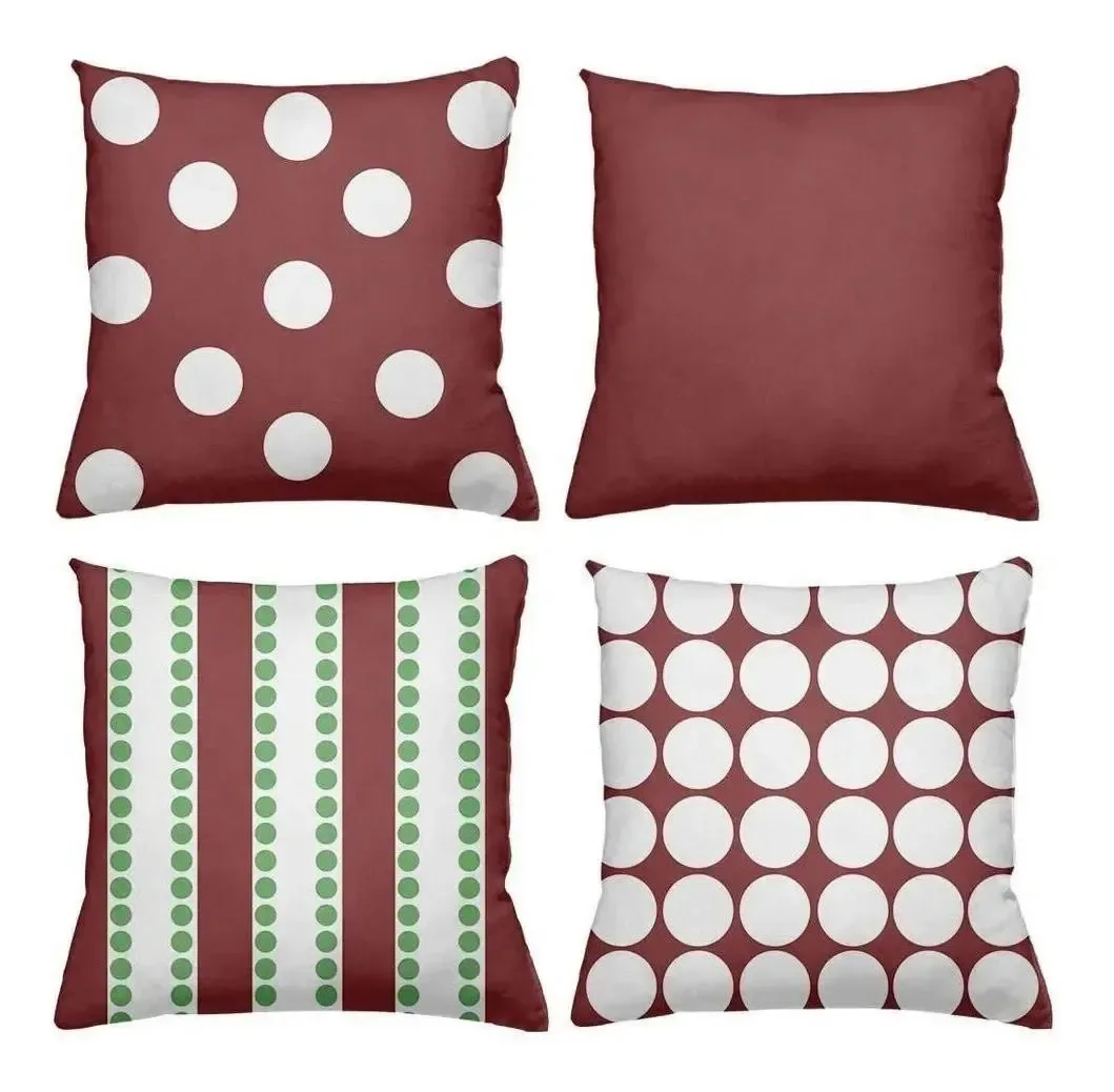 Kit 4 Almofadas Decorativas Cheias 40x40cm Bolinhas Vermelho