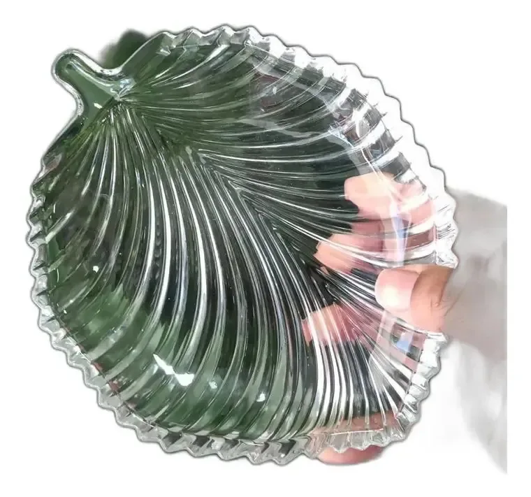 Petisqueira Folha Vidro Cristal 19cm Petisco Entrada Mesa