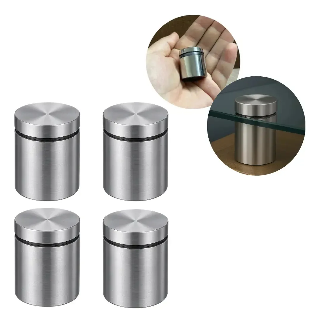 Prolongador de Vidro Desicon 25x25 em Aço Inox Escovado – Kit 4 Peças