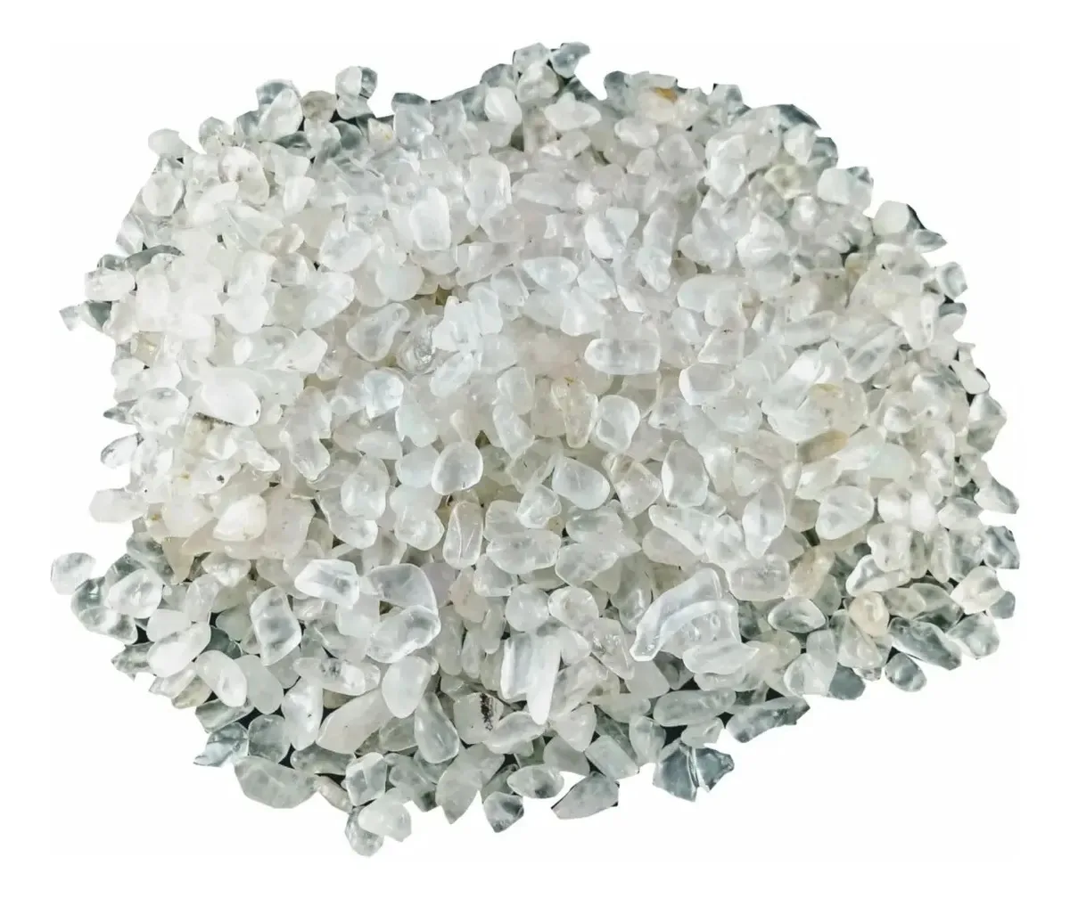 Pedra Natural Cristal Cascalho Rolada 01kg Semi Preciosa Branco Translúcido