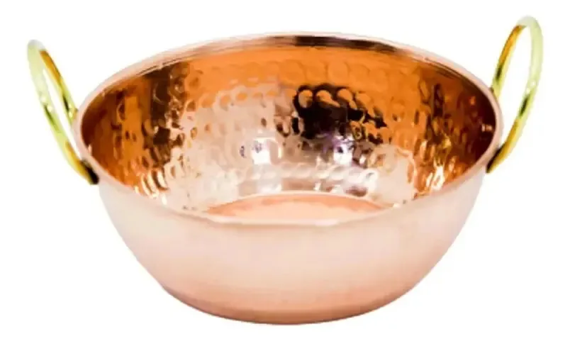 Tachinho Mini De Cobre Puro Servir E Decorar Com Alças 14cm Dourado