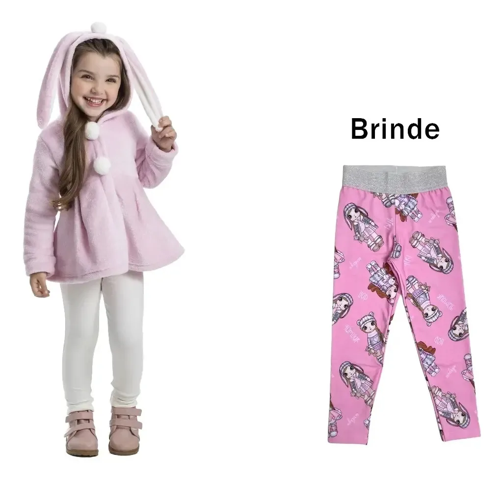 Roupa De Bebê Menina Frio Conjunto Casaco/leg+ Rosa 2