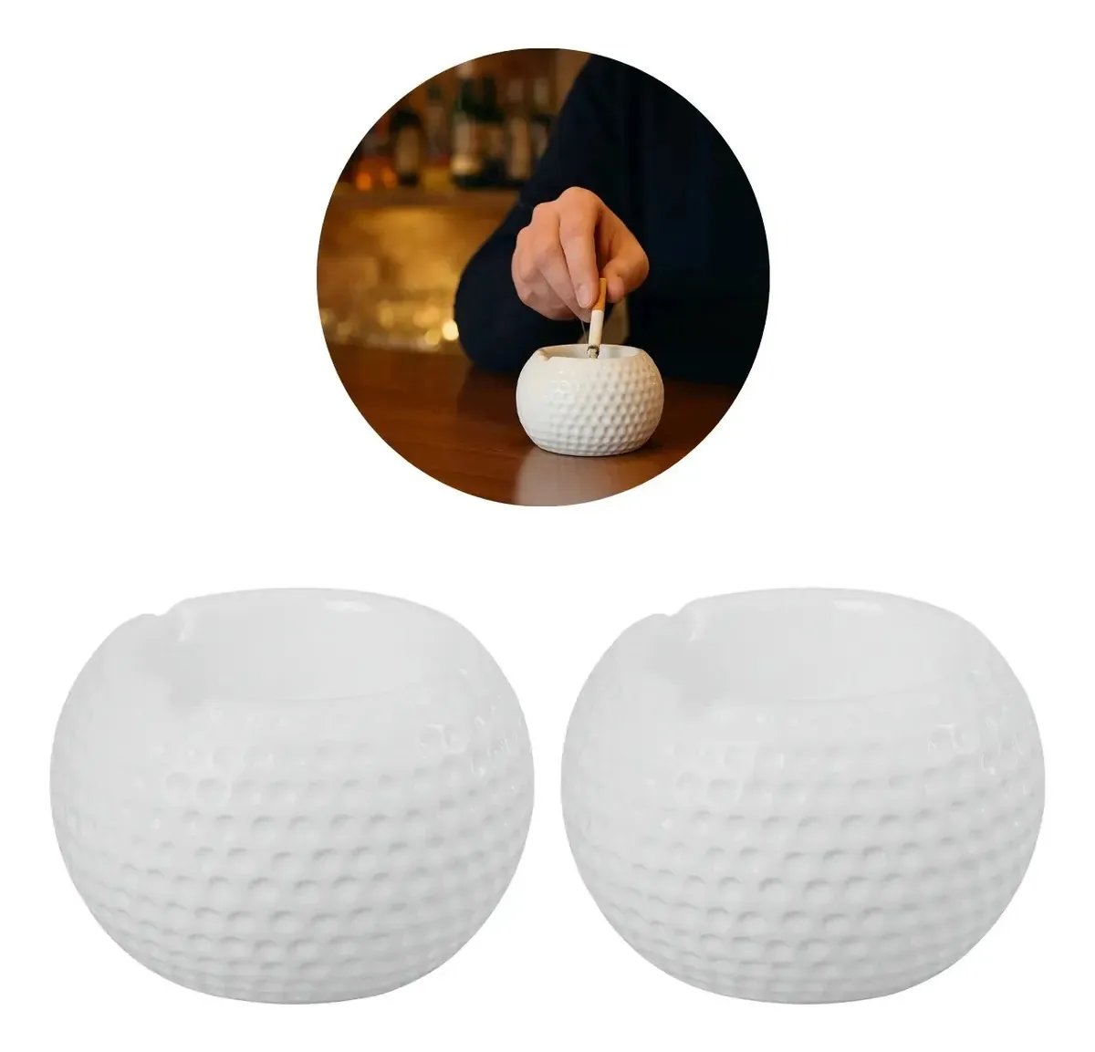 10 Cinzeiros De Mesa Redondo Branco 10cm De Cerâmica Premium Branco