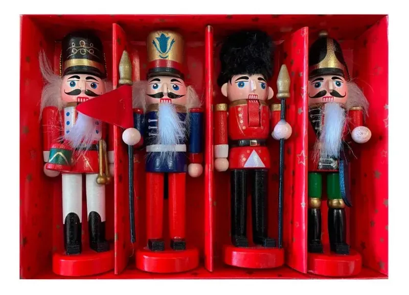 Conjunto Soldadinhos De Chumbo - Madeira - 12 Cm - 4 Un