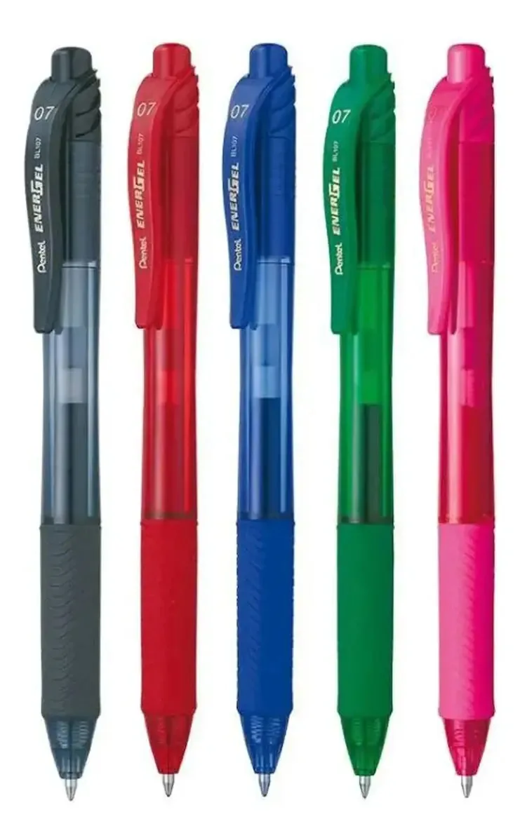 Kit de Canetas Esferográficas Pentel EnerGel com Ponta 0.7mm e 5 Cores