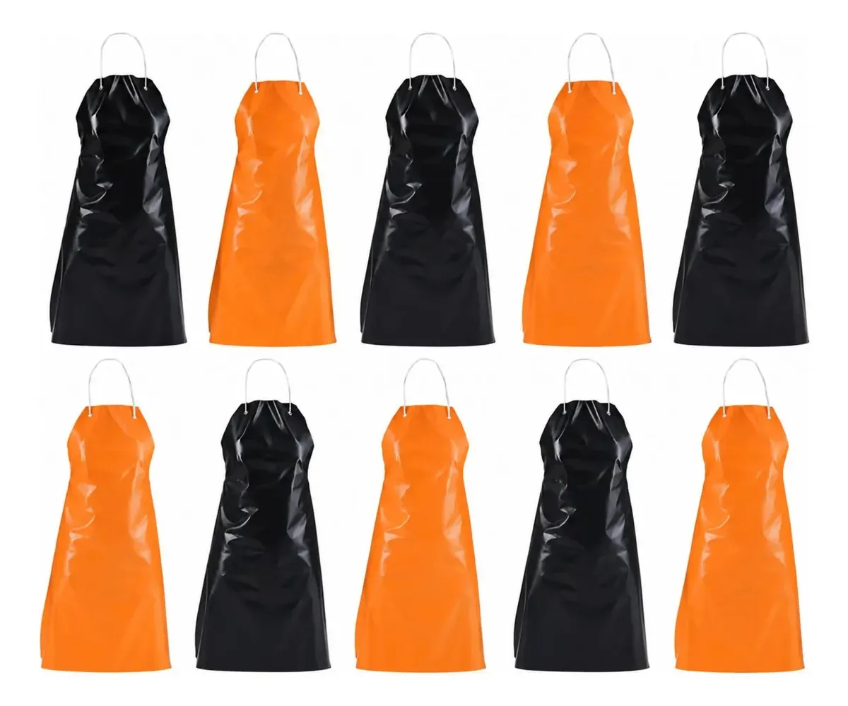 Kit 10 Aventais Maicol KP1000 Impermeáveis Trevira Preto e Laranja