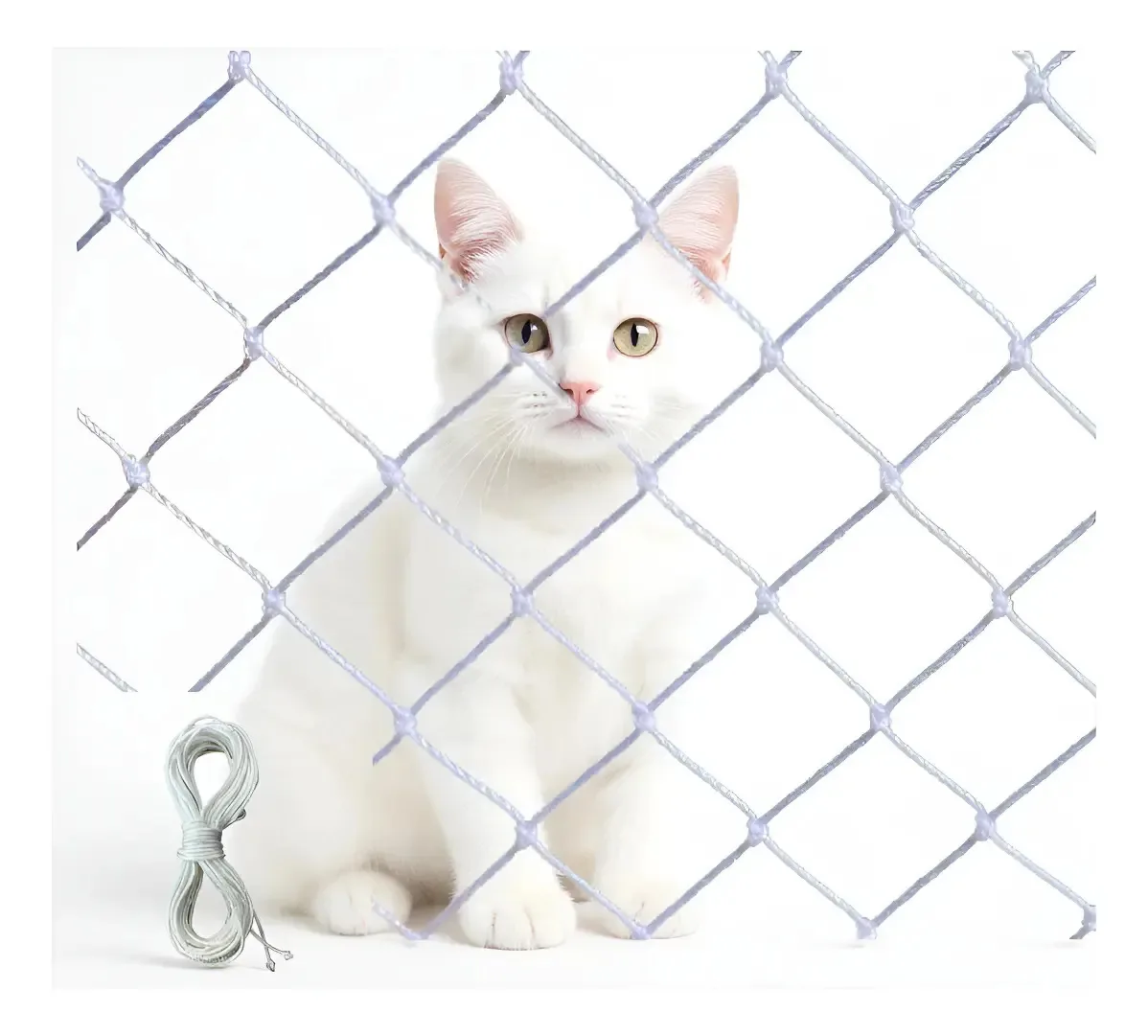 Rede Tela De Proteção Crianças Gatos De 1,20x1,20 + Corda