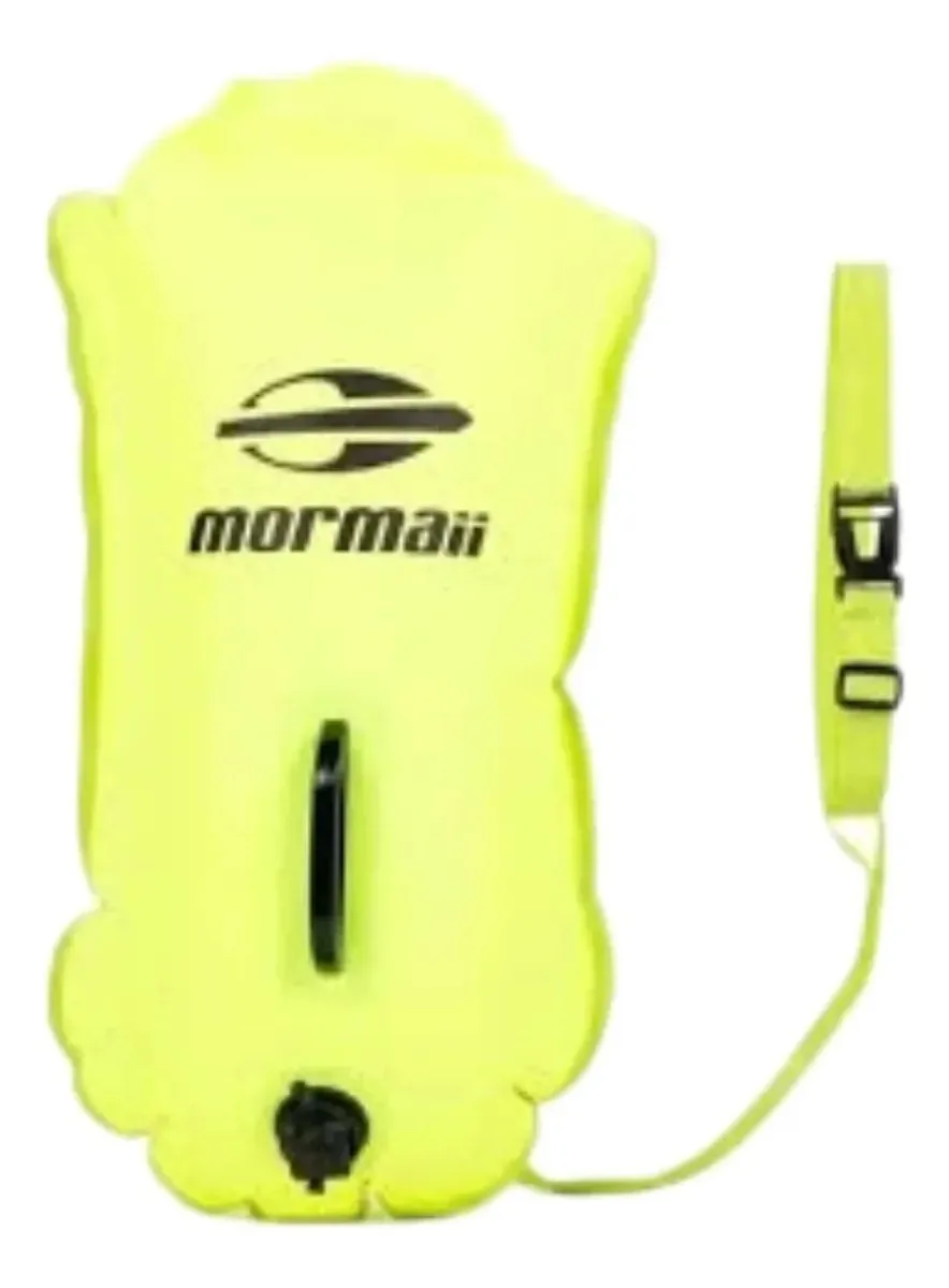 Boia Sinalizadora Natação Mormaii 28L com Dry Bag, Verde Neon para Águas Abertas
