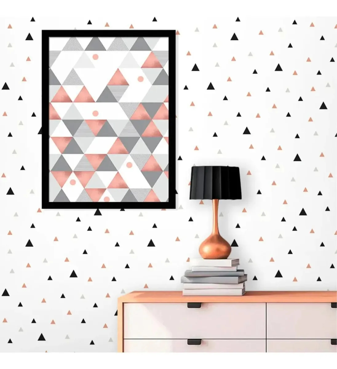 Quadro Decorativo Triângulos Rose Gold