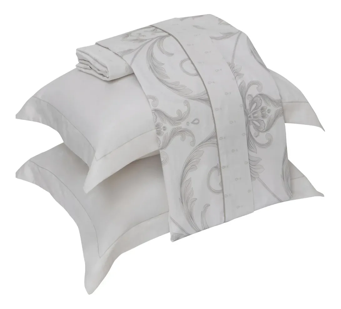 Jogo Cama Solteiroplus Kacyumara Satinee Diamond 3pç 300fios Creme