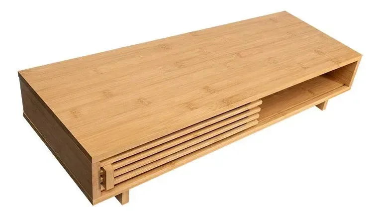 Base Para Monitor Zinnia, Com Elevacao E Organizador. Madeira Natural