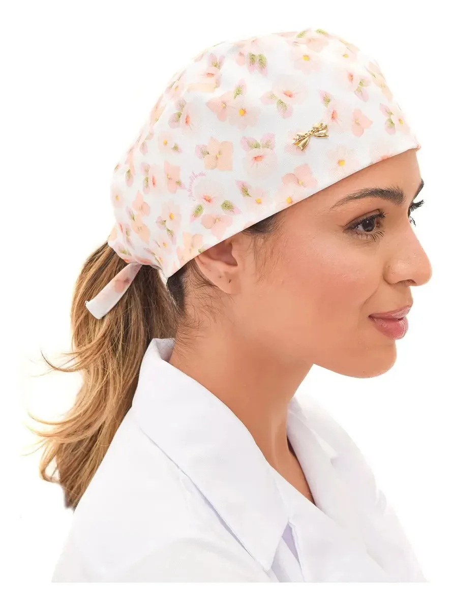 Touca Sushiman Cozinha Feminino Ajustável Jalecos Mania Cor Gardenia Desenho Do Tecido Florido Tamanho Un