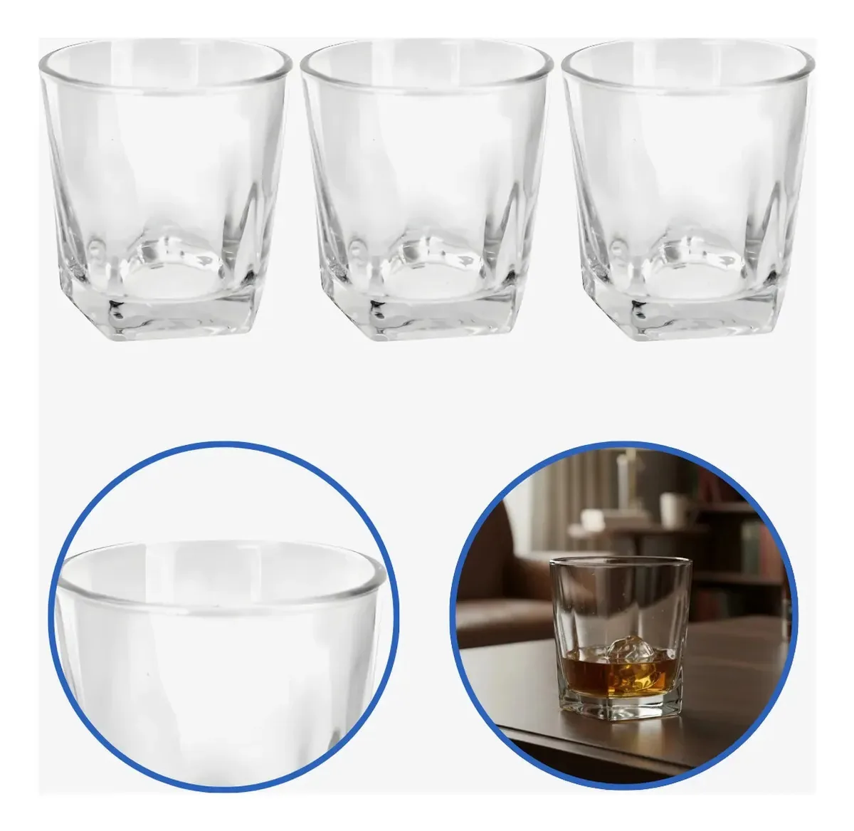 Jogo Copos Whisky 6 Copos De Vidro 300ml Drinks E Bebidas