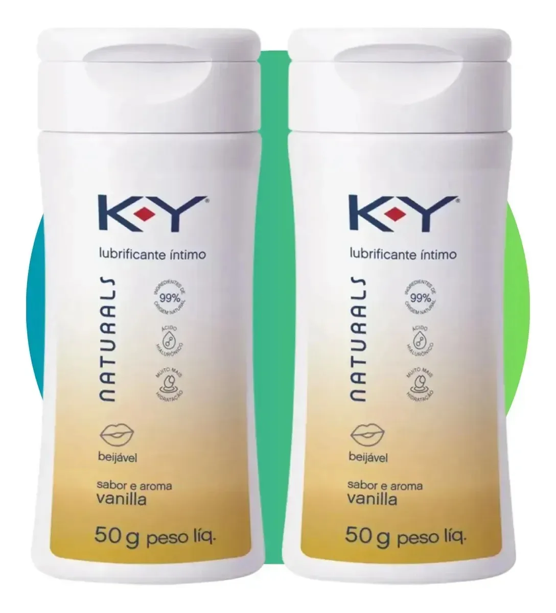 Kit com 2 Géis Lubrificantes Beijáveis K-Y Naturals de Baunilha 50g