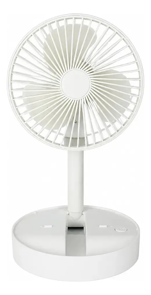 Ventilador Recarregável Dobrável Portátil 3 Velocidades Branco