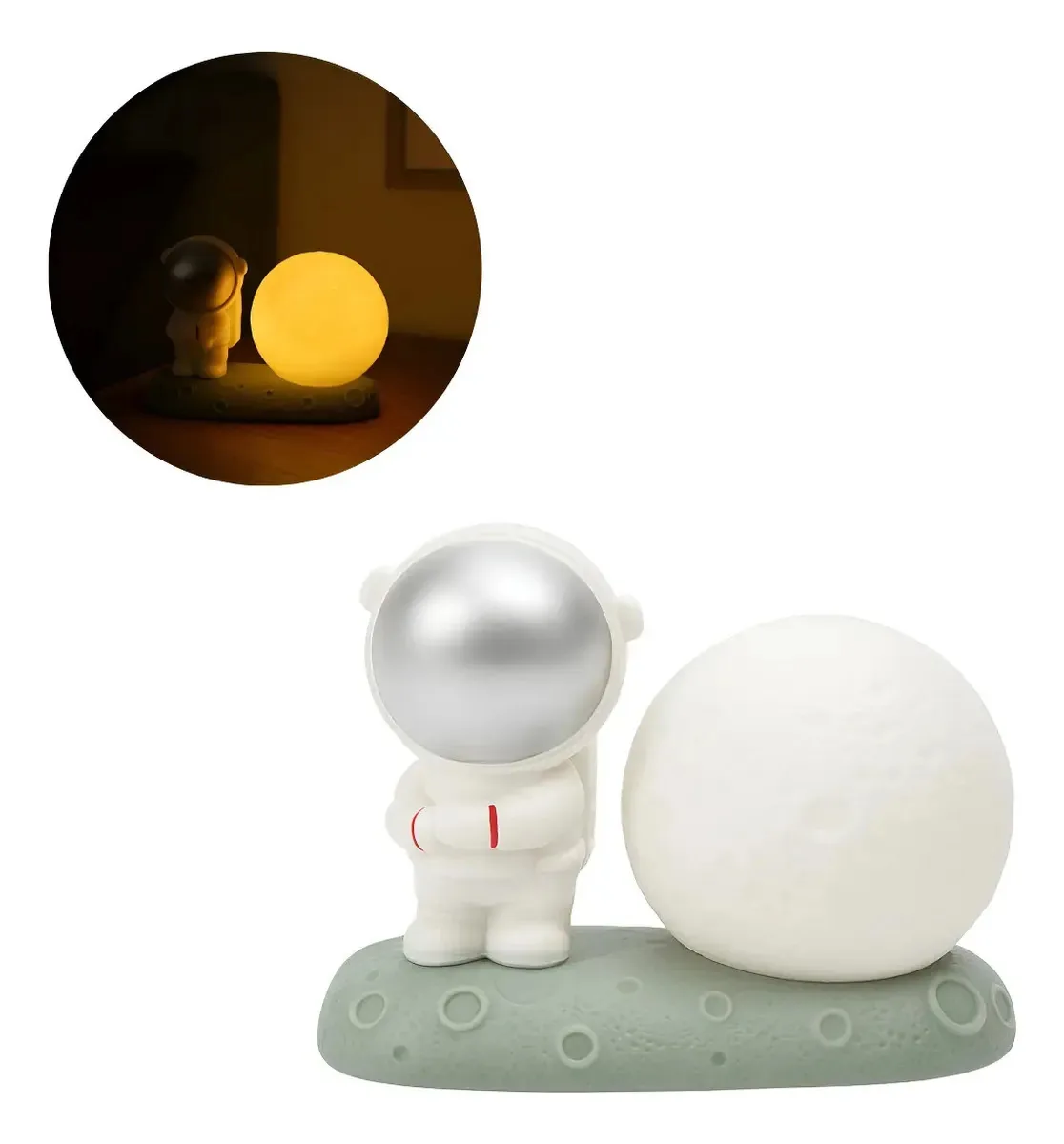 10 Luminárias Astronauta Com Lua Led Amarela Bateria