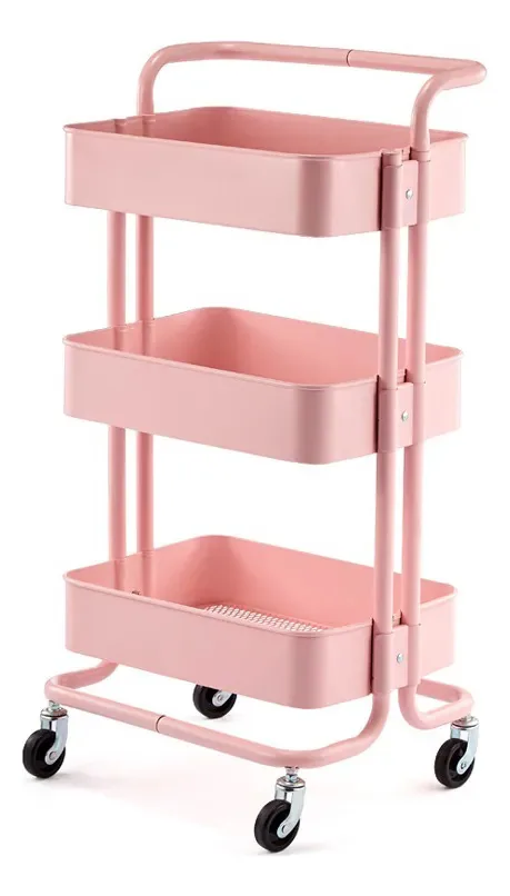 Carrinho Organizador De Brinquedos Easy Decor 3 Andares Rosa