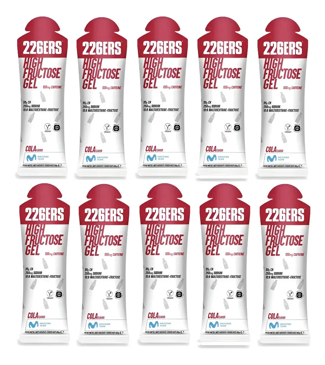 Kit Com 10 Sachês Gel 226ers High Fructose 80 Gramas Sabor Cola