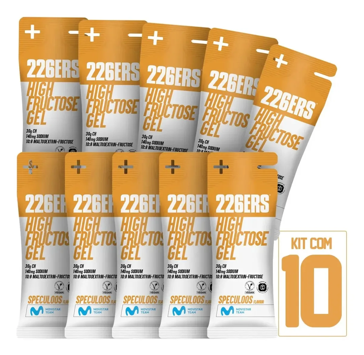 Kit 10 Sachês Gel De Carboidratos 226ers High Fructose - 44g Sabor Speculoos
