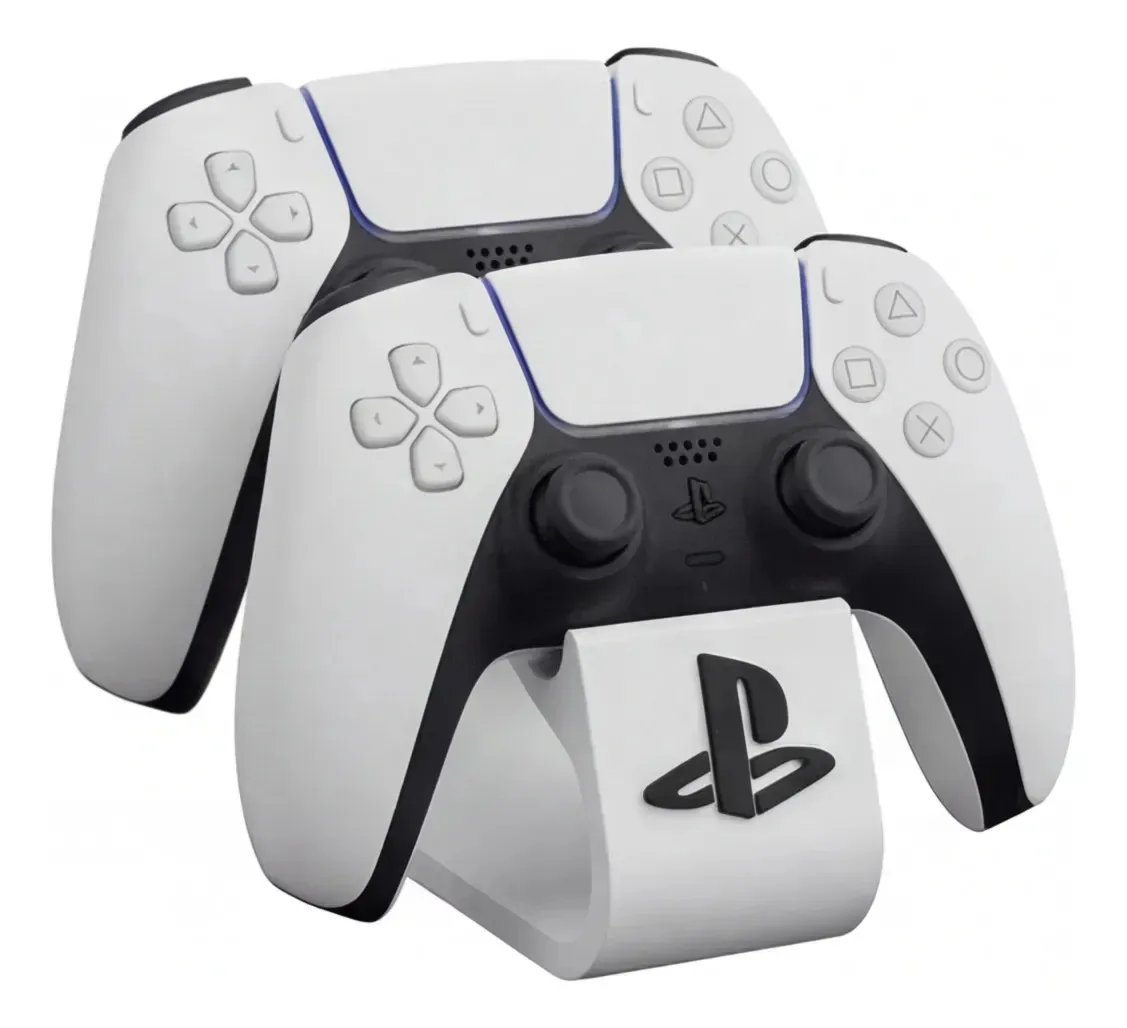 Suporte Para 2 Controles PS5 DualSense Com Base Antiderrapante, Base de Mesa Organizadora para Controles Playstation 5, Ideal para Setup Gamer, Sala, Quarto e Estação de Jogos Cor Branco