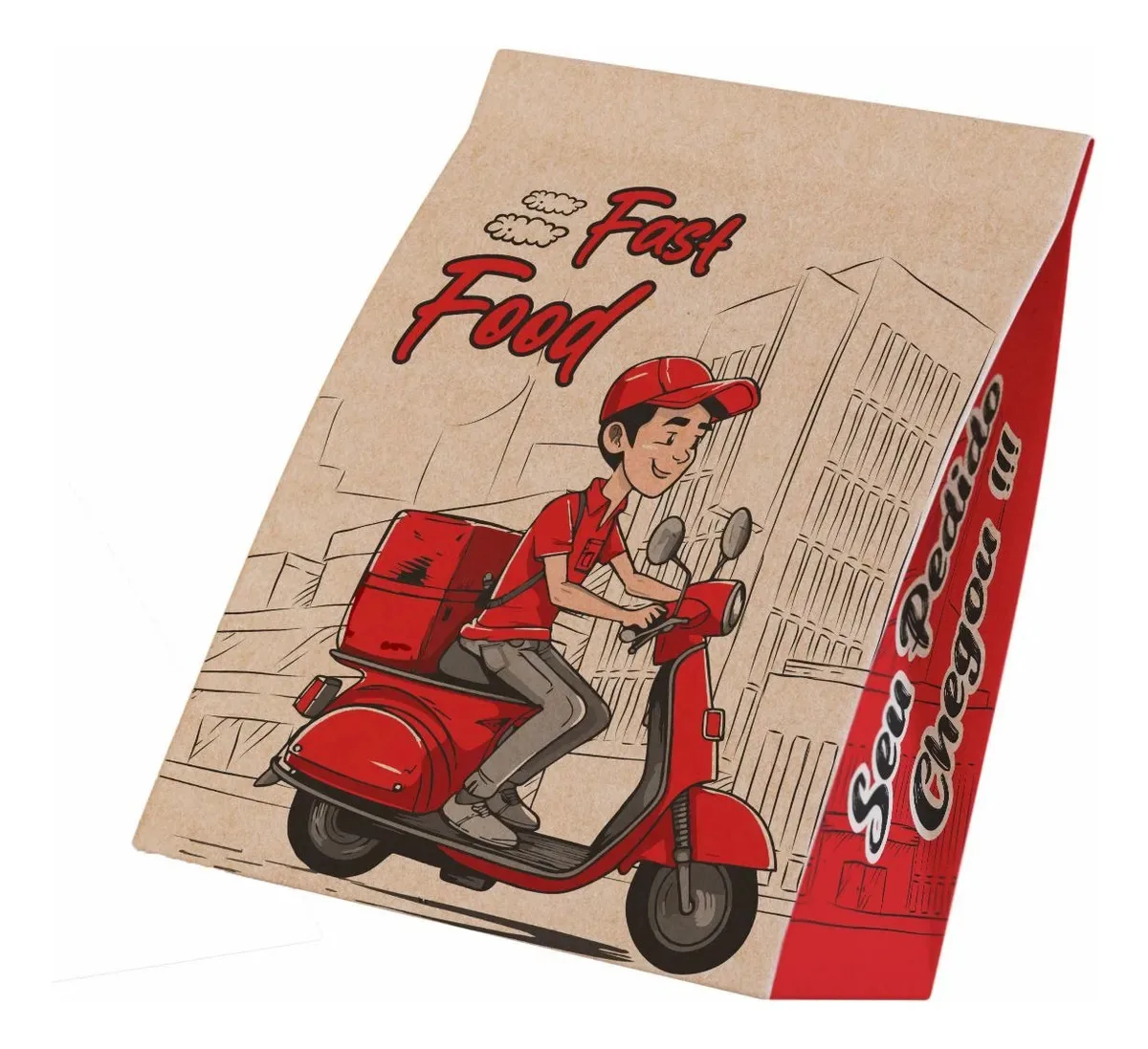 Sacos Kraft Delivery Fastfood - Pp (18x10x25) - 100 Unidades