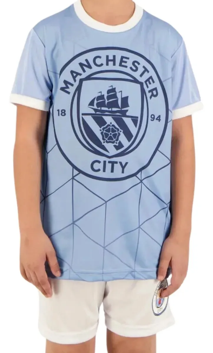 Conjunto Infantil Manchester City - Shorts E Camisa Cor Azul Tamanho 12