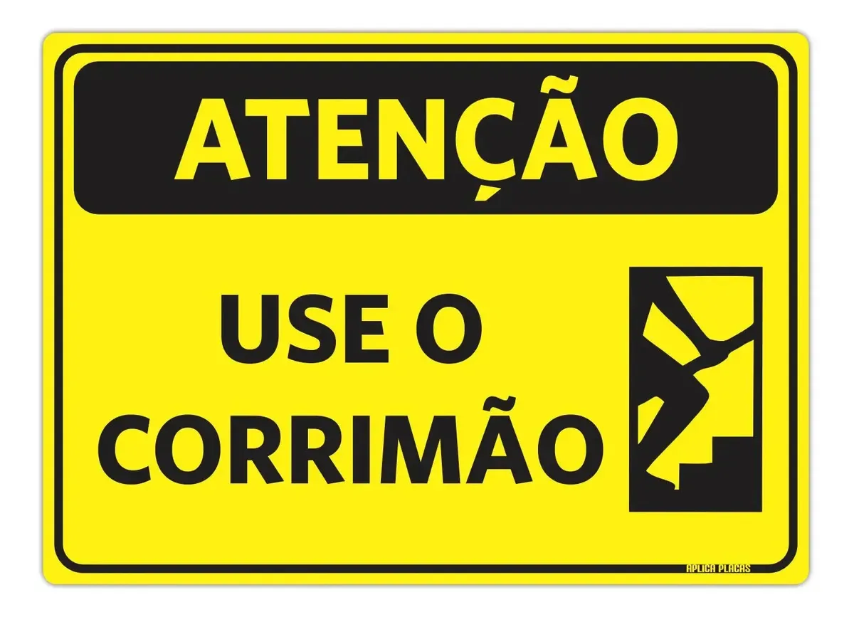 Placa Sinalização Atenção Use O Corrimão 18x25cm