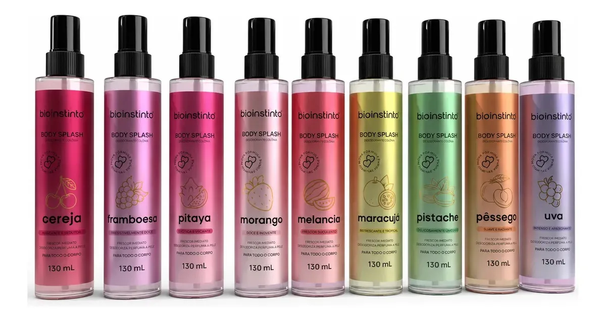 9 Body Splash Bio Instinto 130ml Fragrâncias Frutas