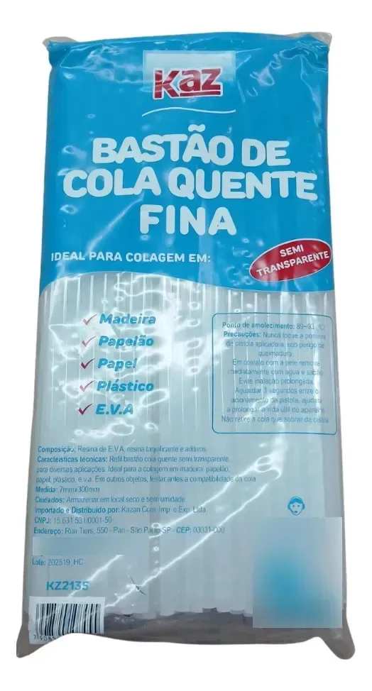 Refil Bastão De Cola Quente Fina Pacote 1 Kg - Kaz