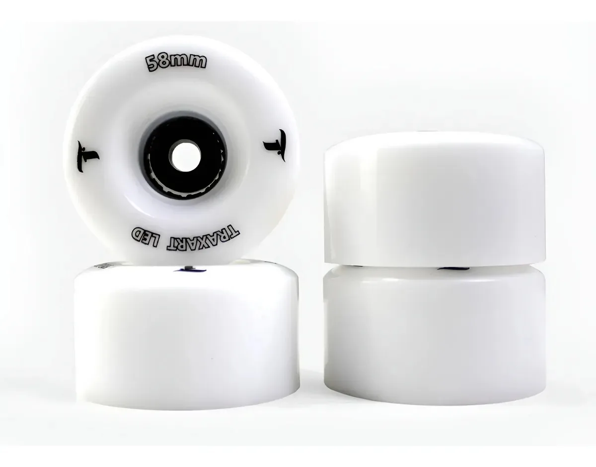 Jogo De Rodas Traxart Quad Com Led 58mm/83a - Azul Branco