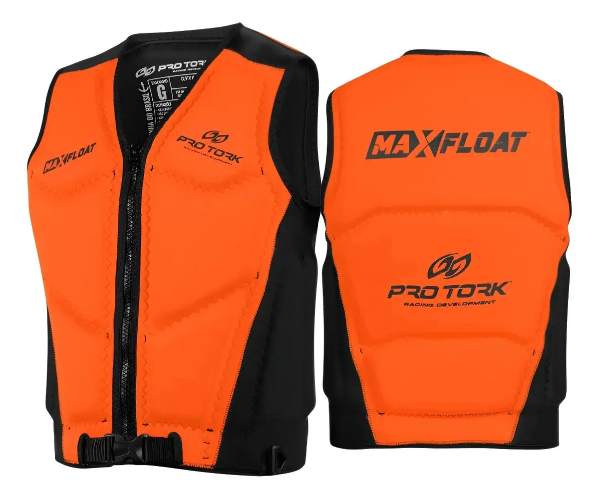 Colete Salva Vidas Homologado V5 Jet Ski Wakeboard Max Float Cor Laranja Tamanho G
