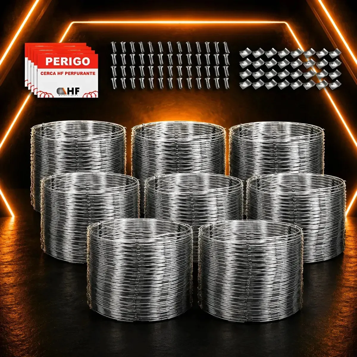 40 Metros Cerca Concertina Dupla Clipada 30cm + Kit Completo