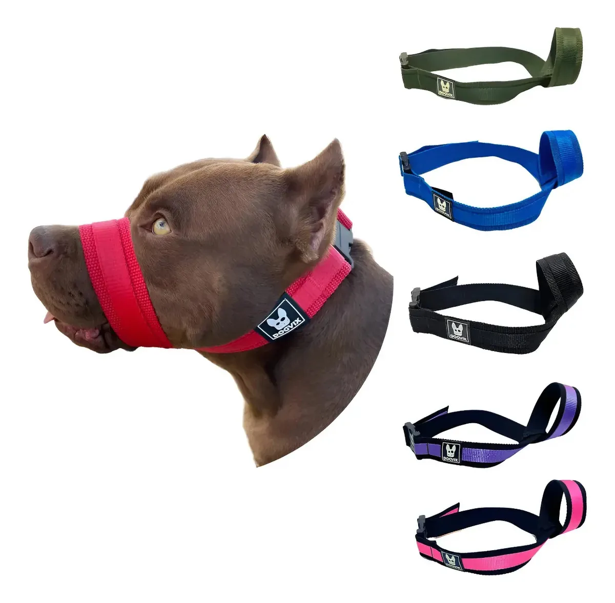 Focinho Colar De Cabeça Para Cão Dogvix De Náilon- Vermelho