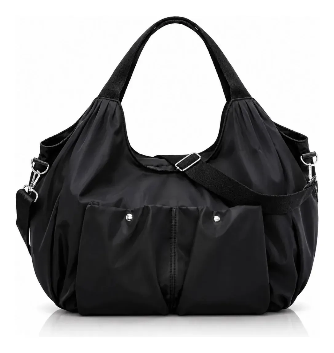 Bolsa Grande Academia Trabalho Viagem Resistente E Espaçosa Preto Lisa