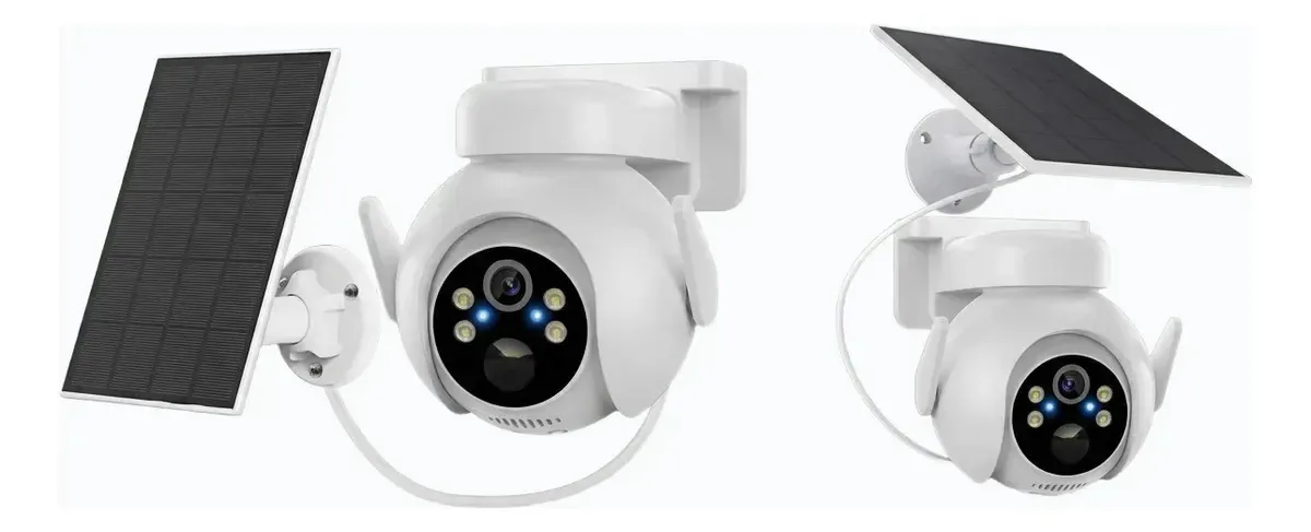 Camera Power Energia Solar Externa Segurança Sensor Branco