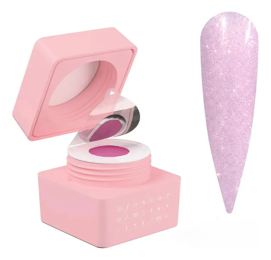 Gel De Construção Forms Em Pote Para Unhas Esculpidas 24g Diamond Pink Rosa Com Glitter