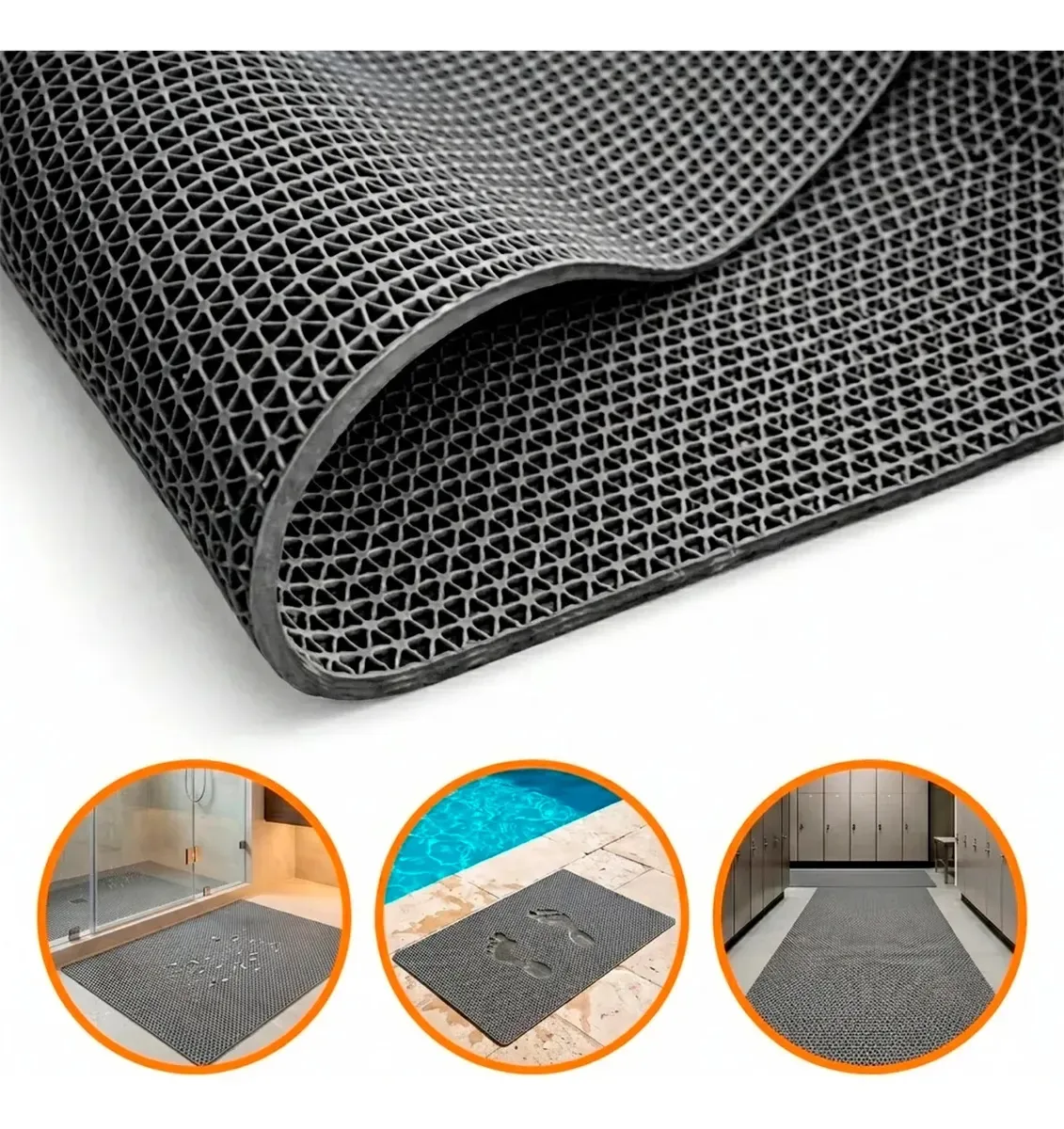 Tapete Box Emborrachado 1,20x0,80 Antiderrapante Segurança Cinza