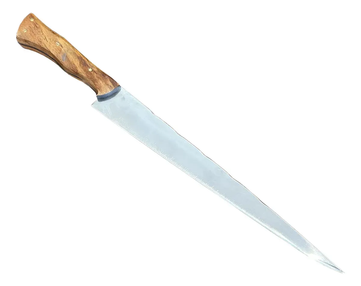 Faca Javalizeira Churrasco Multiuso Inox Madeira Nobre Marrom