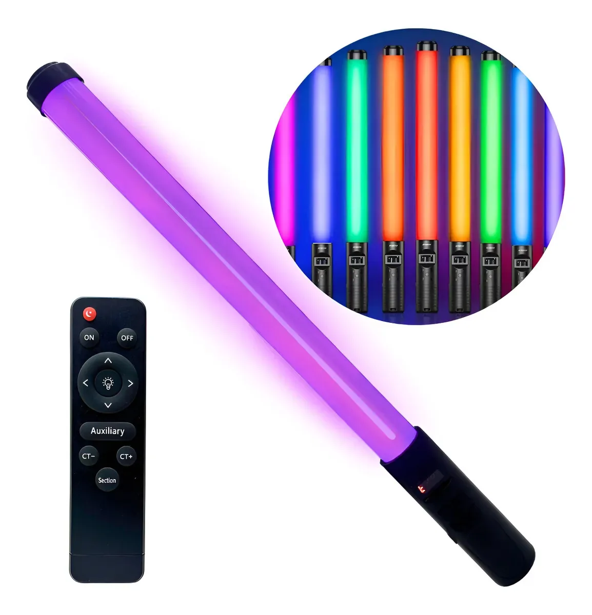 Bastão Led Iluminação Rgb Foto Vídeo Profissional 110v Preto Rgb