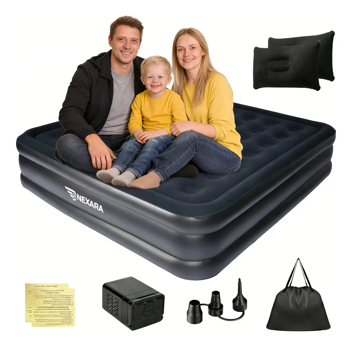 Colchao Inflavel 200x180x38cm Com Bomba 40w Suporte 350kg Preto