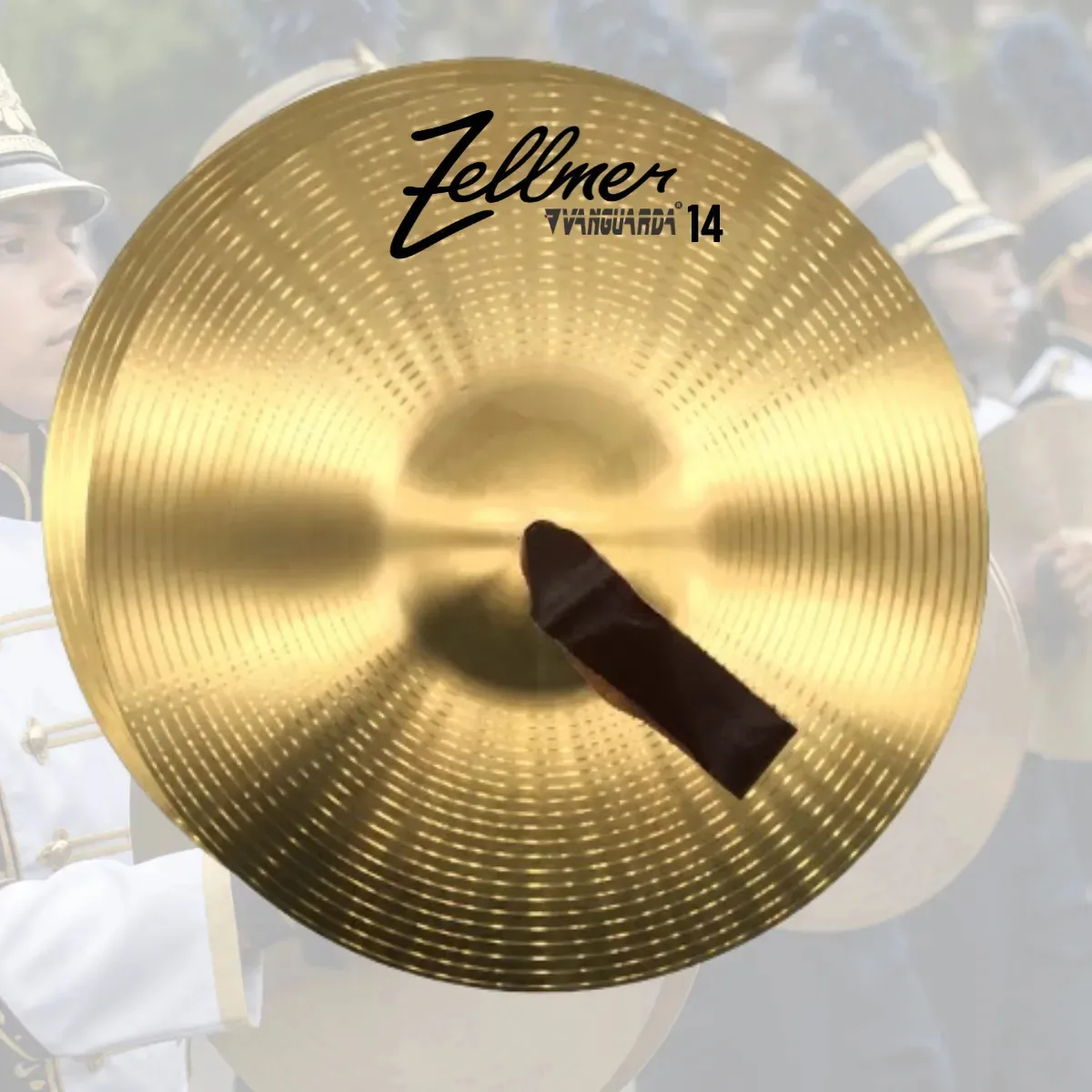 Prato Percussão 14 Banda Marcial Escolar Fanfarra Alça Couro
