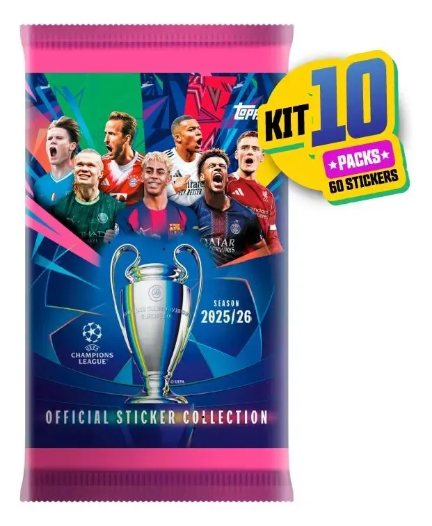 Uefa Champions League 2026 Kit 10 Envelopes - 60 Figurinhas