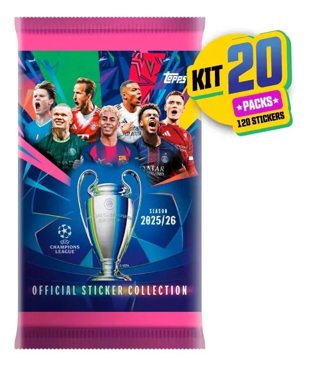 Uefa Champions League 2026 Kit 20 Envelopes - 120 Figurinhas