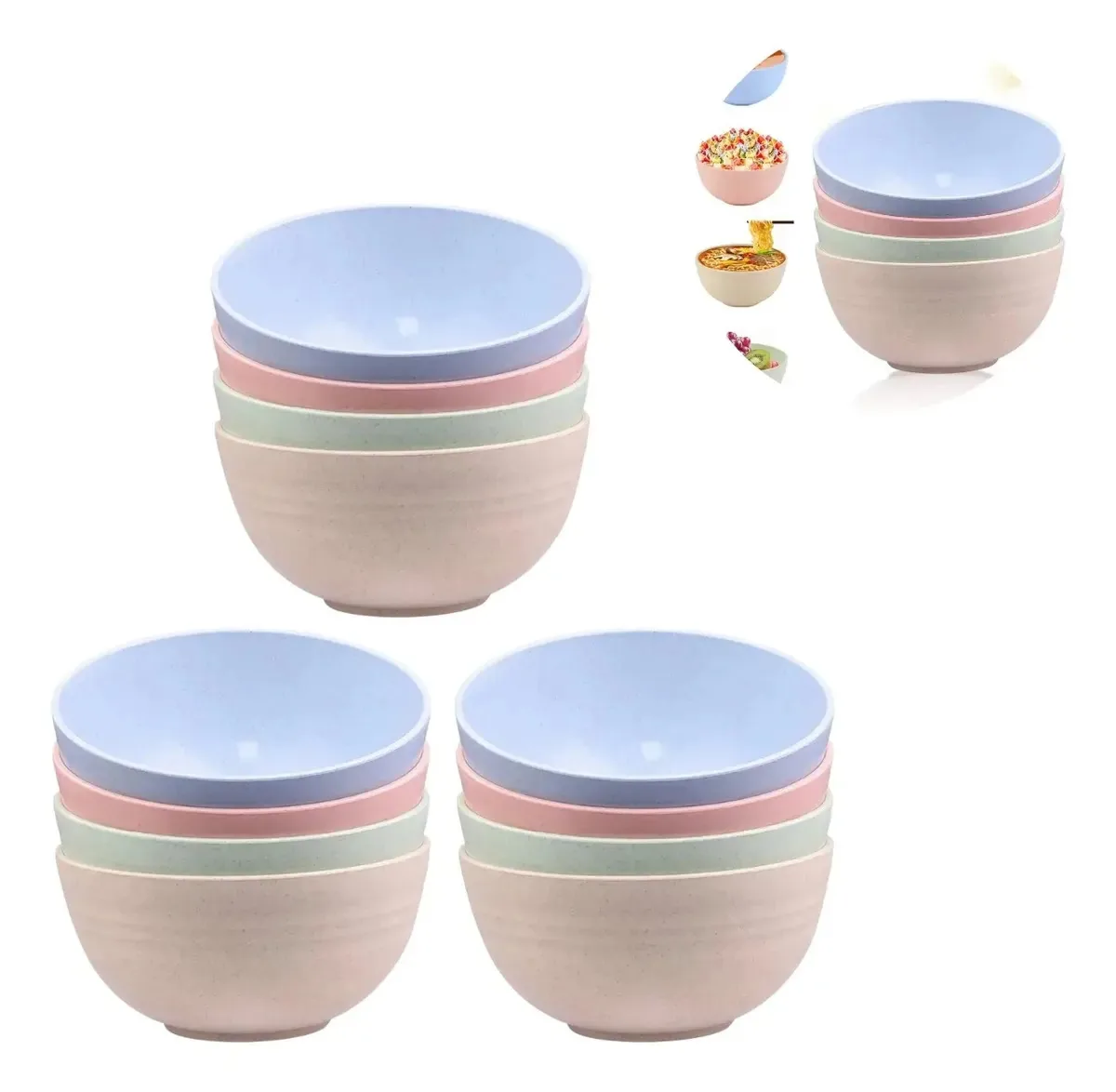 12 Tigelas Bowl De Bambu Ecológico Sobremesa Sorvetes 350ml