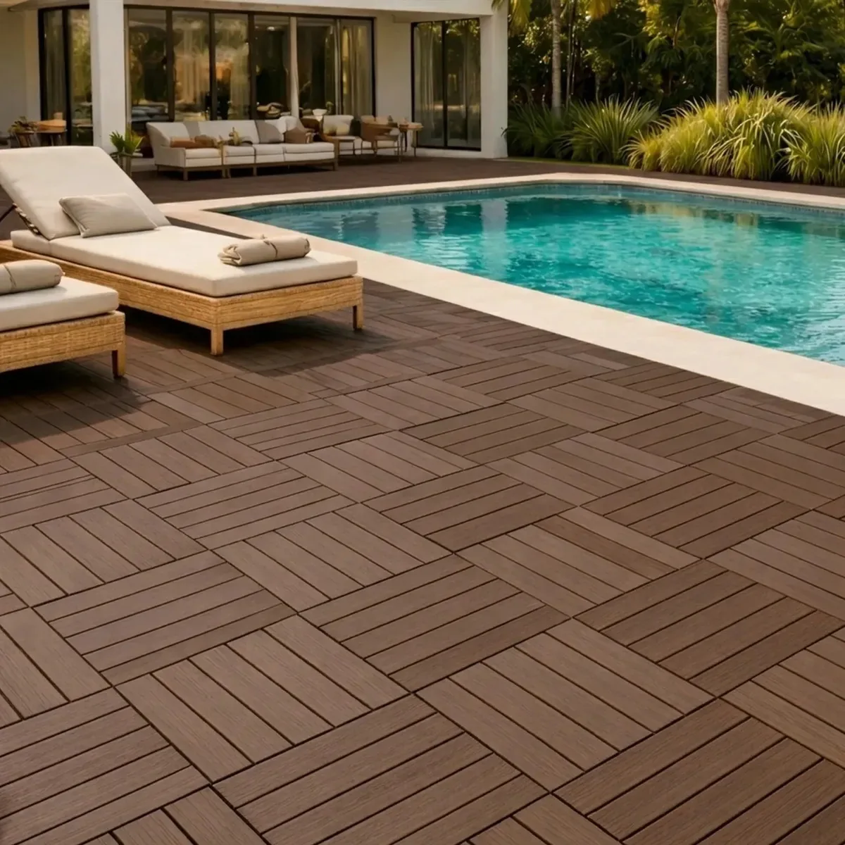 15 Un Deck Modular Pvc Reforcado Encaixe Rapido Area Externa Carvalho