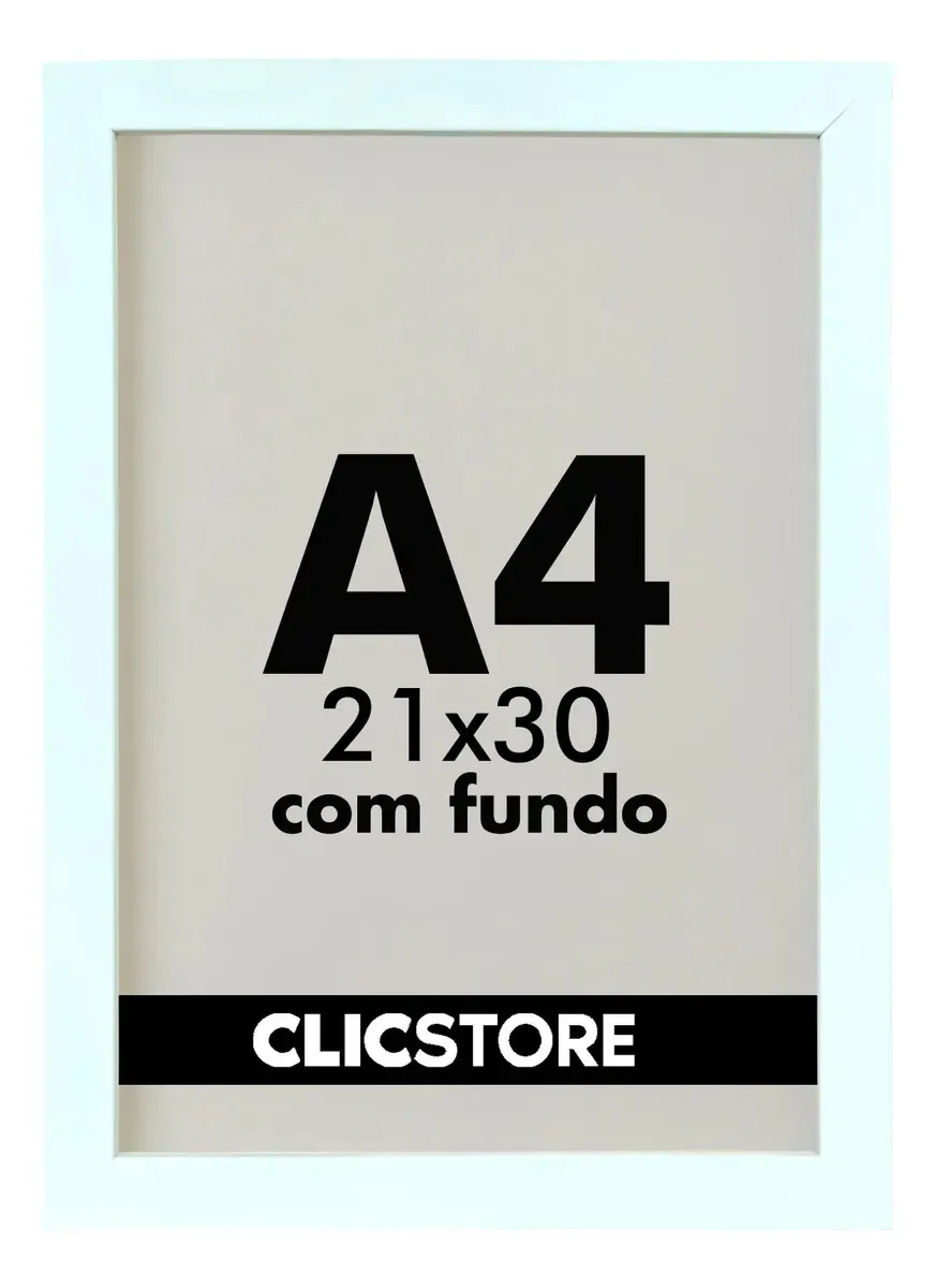 Kit 4 Moldura A4 21x30cm Com Fundo Para Quadros Fotos Cor Branco