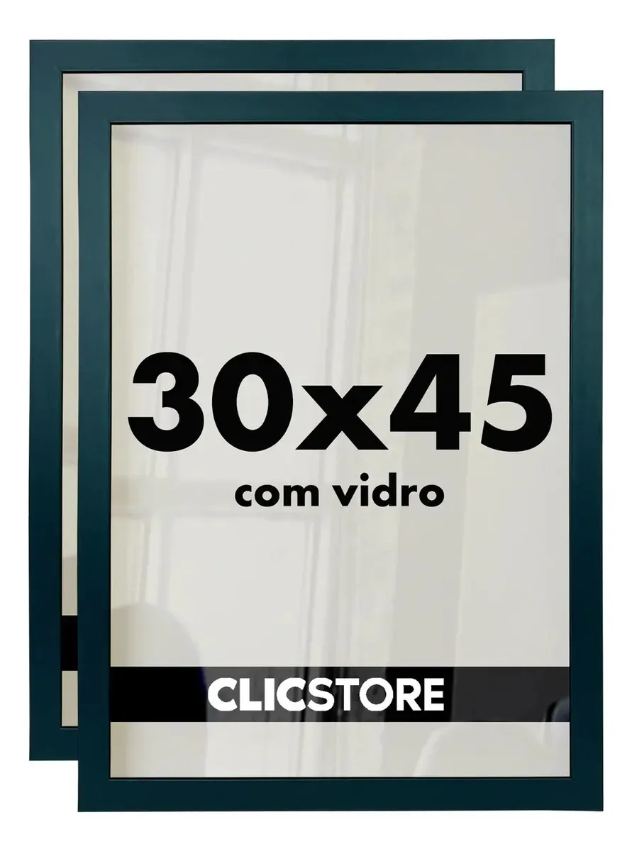 Kit 2 Molduras 30x45cm Com Vidro E Fundo Para Quadros Fotos Cor Preto