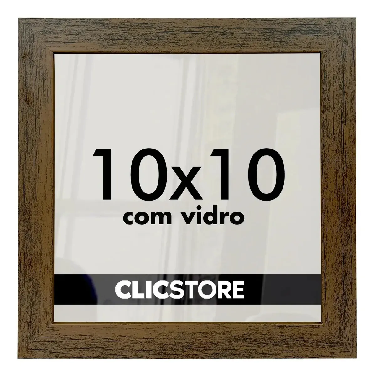 Kit 4 Molduras 10x10 Com Vidro E Fundo Fotos Quadros Retrato Cor Tabaco